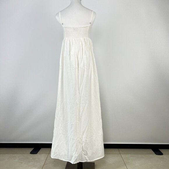 NWOT Farm Rio Linen Blend White Sleeveless Maxi Dress Size L - Picture 5 of 12